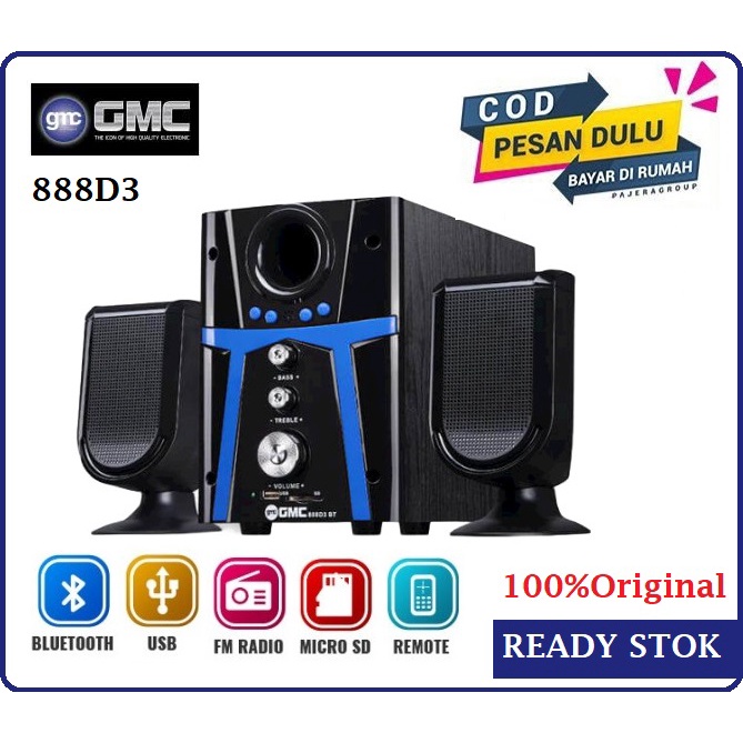 Jual Speaker Aktif Bluetooth Gmc 888D3 Speaker Subwoofer Mega Bass