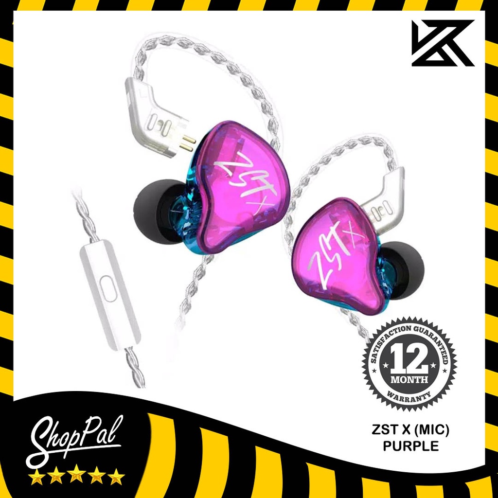 Jual Knowledge Zenith Kz Zst X Mic Purple Original Headset Earphone