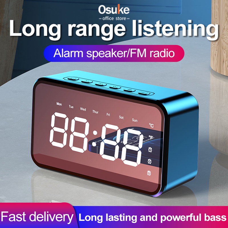 Jual S50 Mini Speaker Bluetooth Full Bass Alarm Clock LED Display