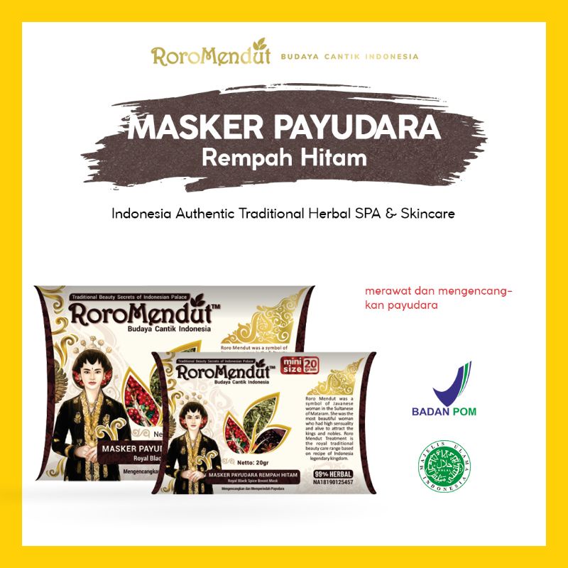 Jual Beli Gratis Masker Payudara Rempah Hitam Roro Mendut