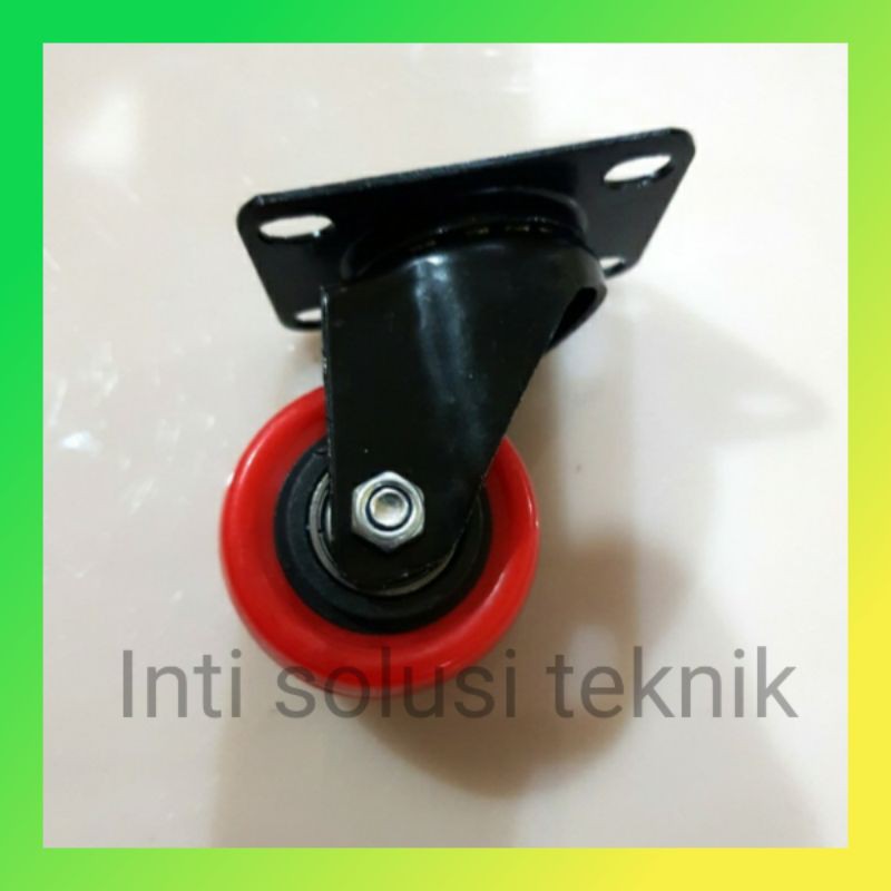 Jual Roda Troli Trolley Pu Medium Duty Merah Inch Hidup Shopee