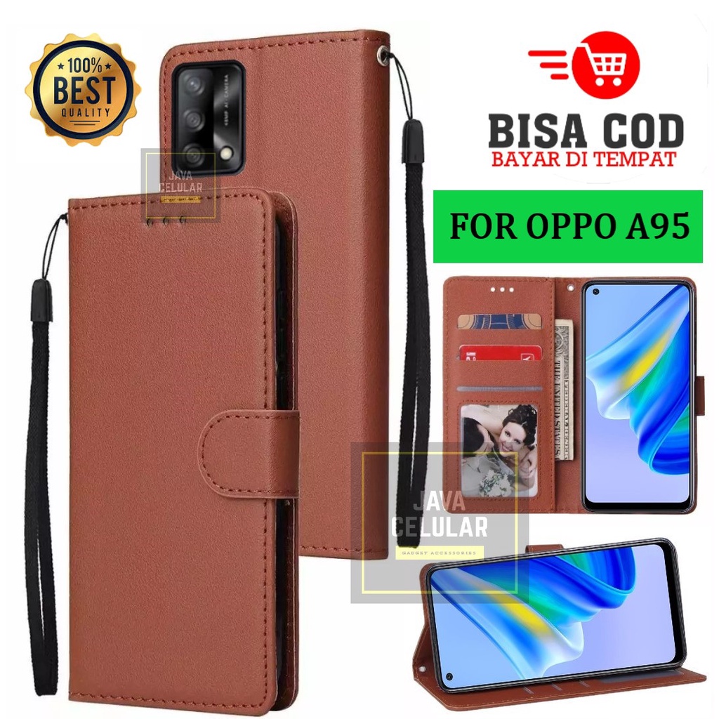 Jual OPPO A95 Wallet Case Kulit Casing Dompet Case Wallet Leather