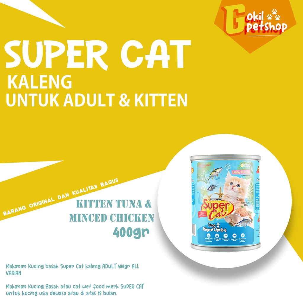 Jual Makanan Kucing Basah SUPER CAT Kaleng 400gr Makanan Kucing Basah