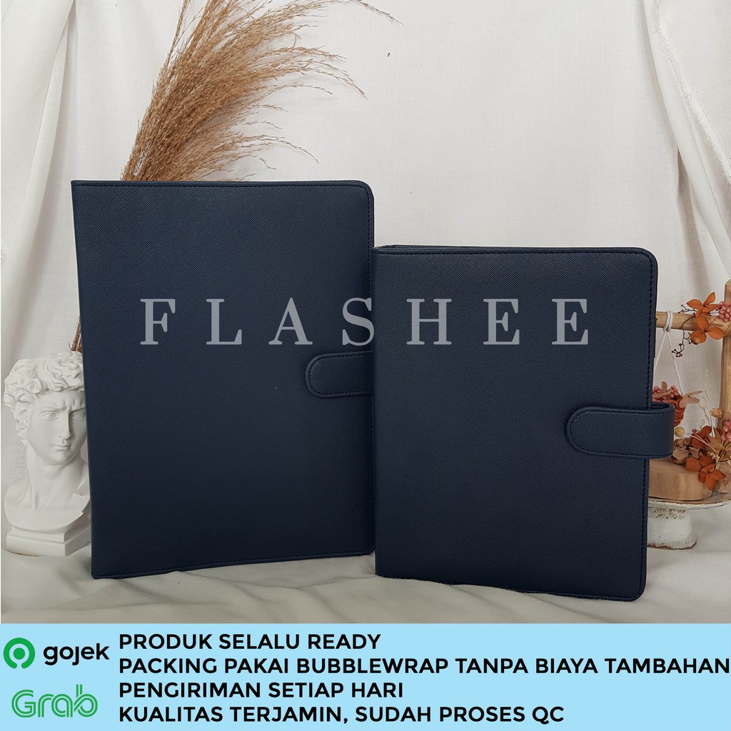 Jual Flashee Binder Polos A5 20 RIng B5 26 Ring Biru Navy Agenda Polos