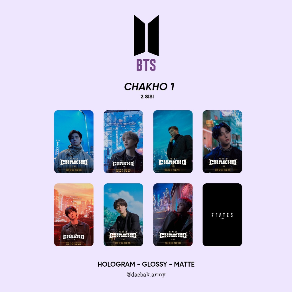 Jual Photocard Bts Hologram Glossy Matte Double Side Chakho Fates