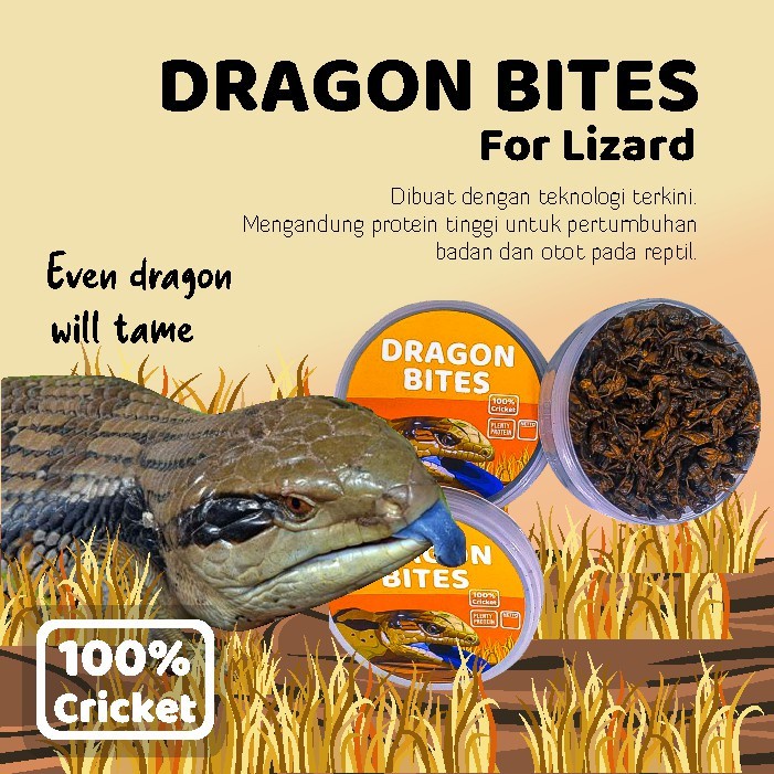 Jual Pakan Pelet Makanan Reptil Dragon Bites Jangkrik Kering 100 Gr