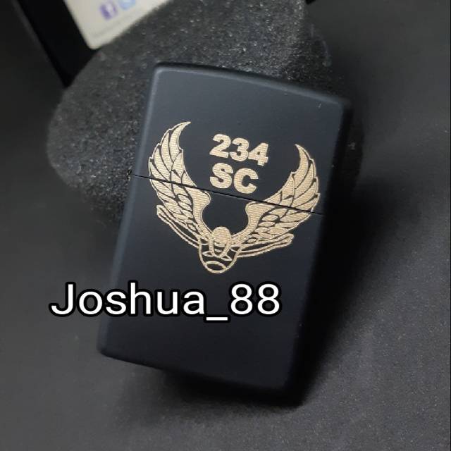 Jual Zippo Korek Api Black Matte Custom Ukir Logo 234Sc Pemuda