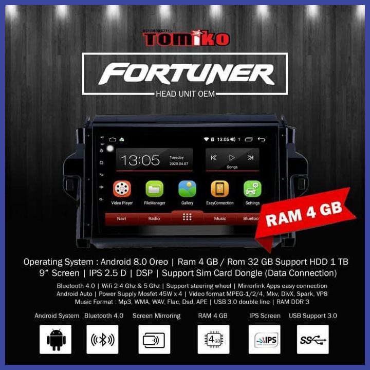 Jual Headunit Android All New Fortuner Double Din Tomiko Layar Inch