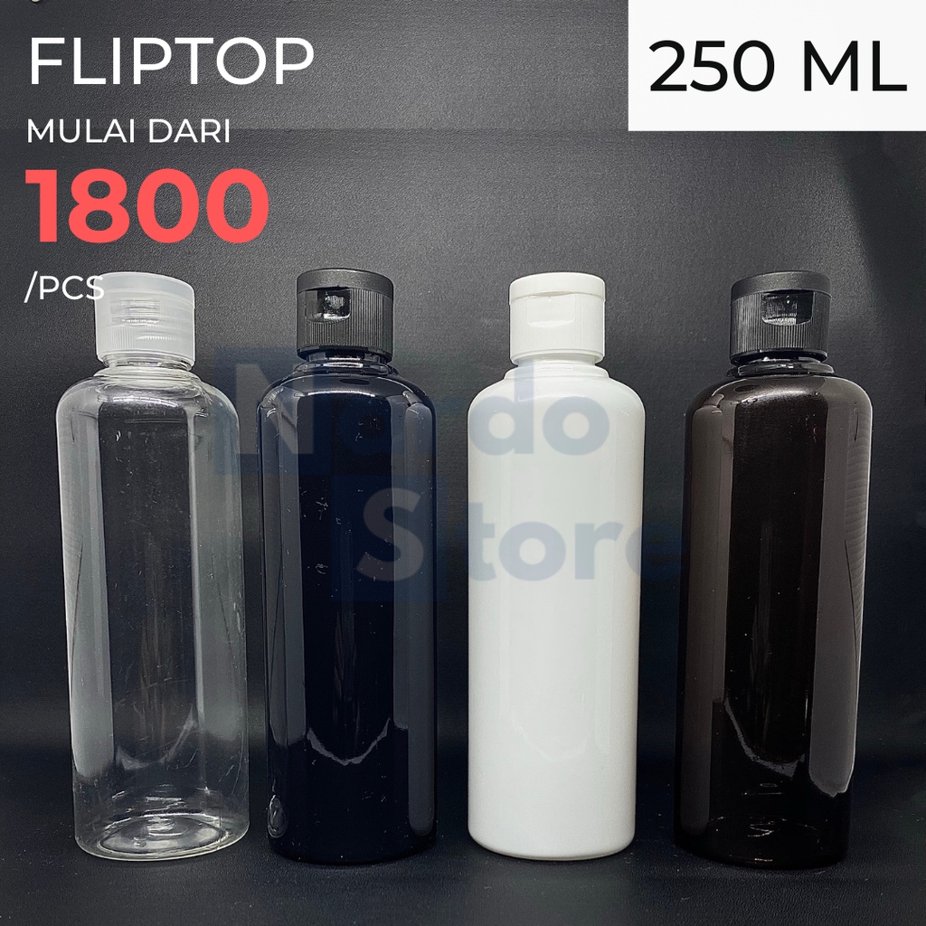 Jual Botol Fliptop 250ml Warna Putih Amber Hitam Bahan Tebal PET