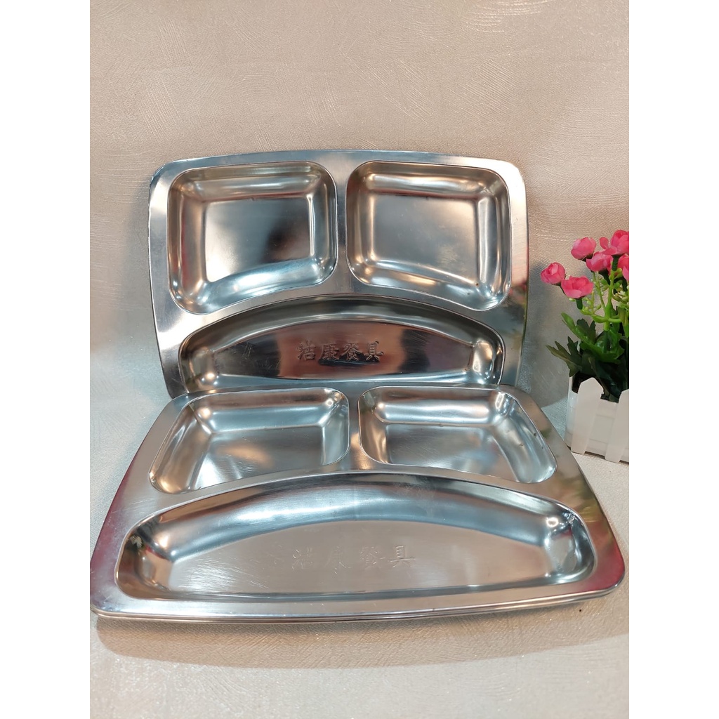 Jual Piring Makan Sekat 3 Stainless Alat Makan Rumah Sakit Asrama