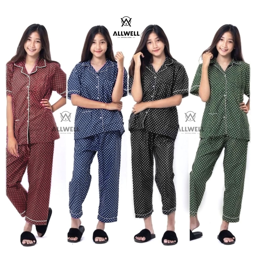 Jual Piyama Baju Tidur Wanita Motif Polkadot Starmoon Setelan Celana