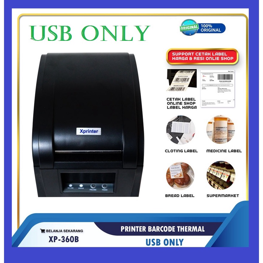 Jual Printer Barcode Thermal Label Resi XPRINTER XP 360B Support USB