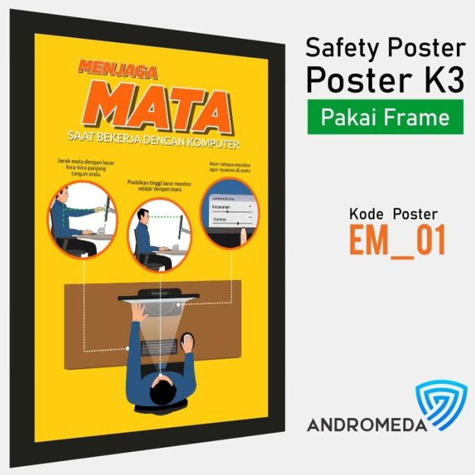 Jual Safety Poster K3 Ergonomi Kerja Di Depan Komputer APD Pigura