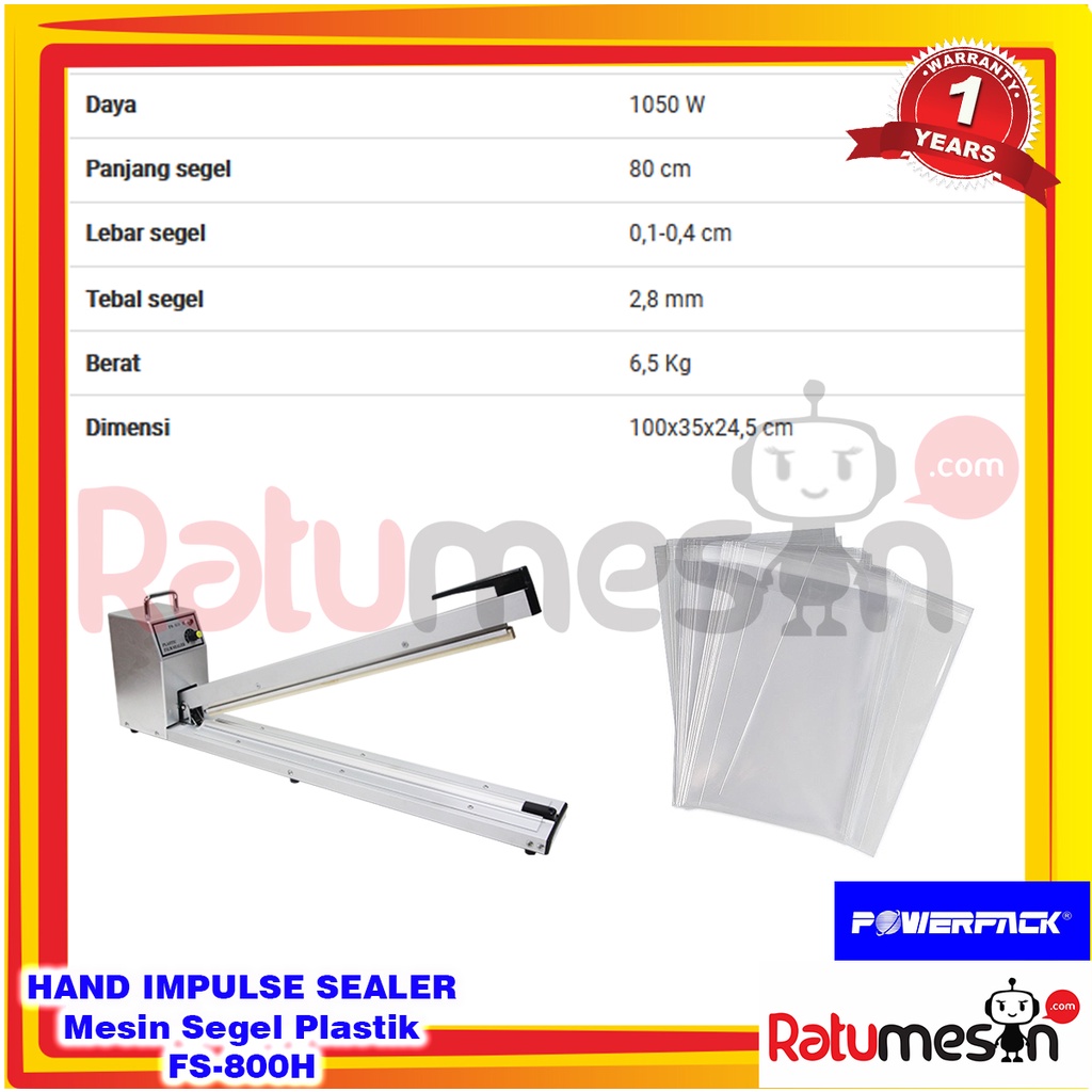 Jual Hand Impulse Sealer Mesin Segel Plastik Fs H Powerpack