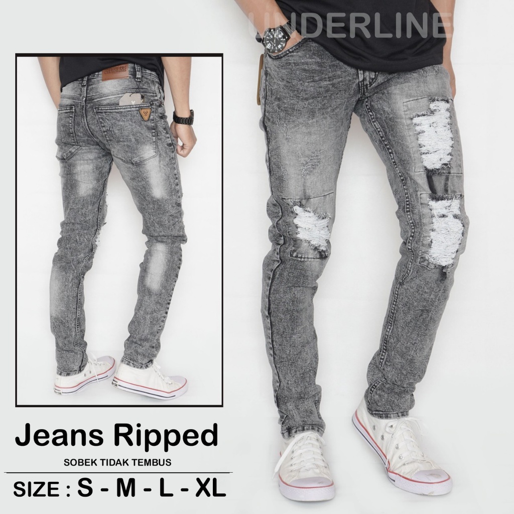 Jual CELANA JEANS SOBEK RIPPED TERBARU JEANS RIPPED PRIA SOBEK TIDAK