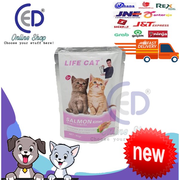 Jual Makanan Kucing Basah Wet Food Pouch Life Cat Salmon Kitten Gr