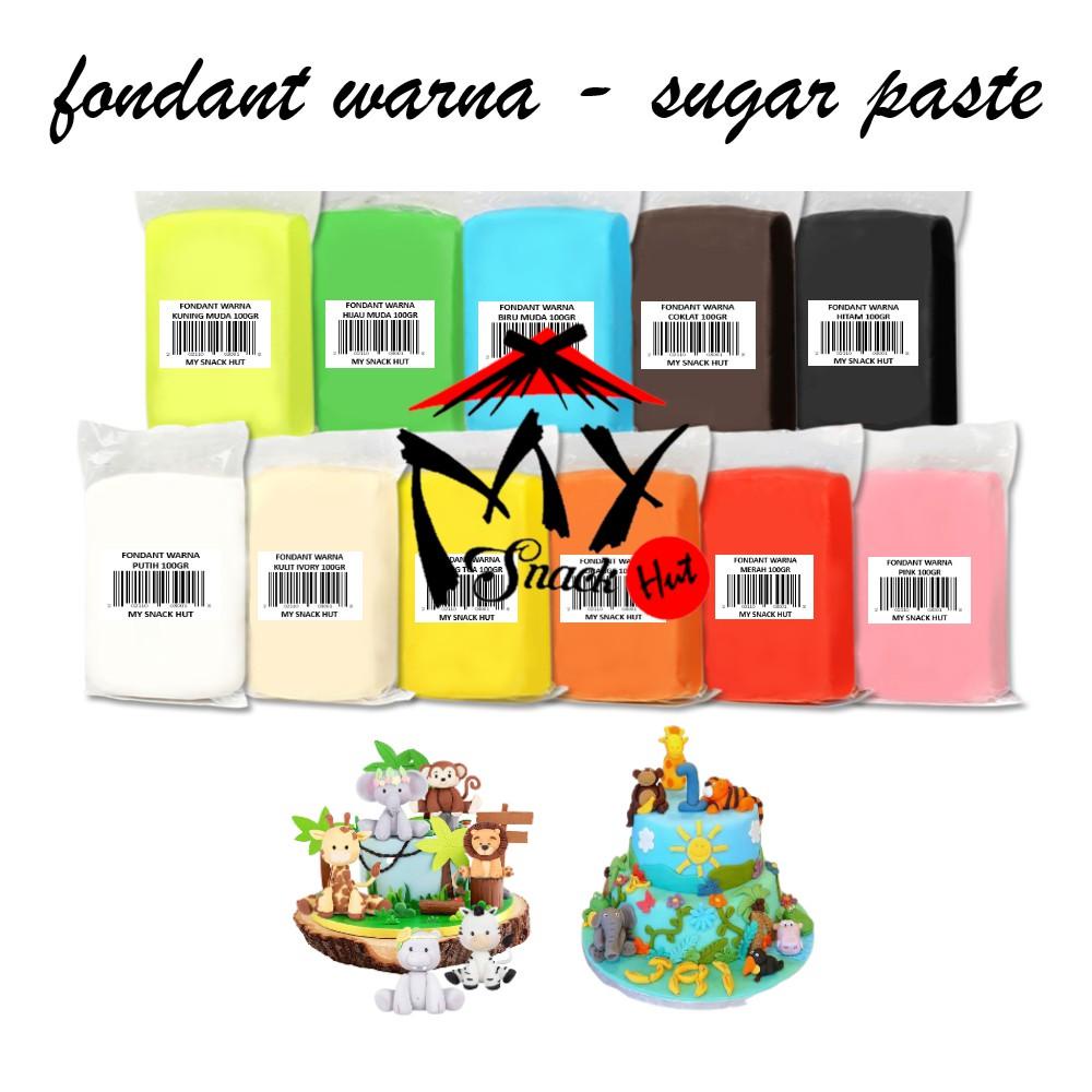 Jual FONDANT WARNA 100GR FONDAN WARNI COLORED RAINBOW SUGAR PASTE