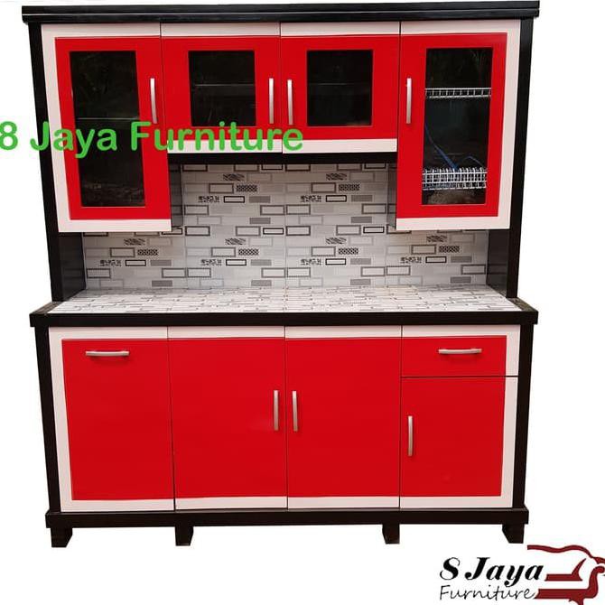 Jual Lemari Sayur Minimalis Pintu Rak Dapur Piring Laci Duko Kayu