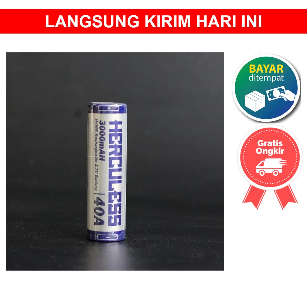 Jual Baterai Hercules Vape Vapor Fape Fapor Vave 18650 40A 3000maH 3000