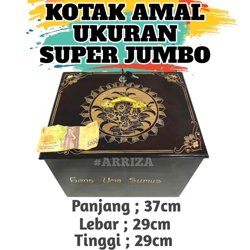 Jual Kotak Amal Kayu Jati Ukuran Besar Jumbo Panjang 37cm X Lebar 29cm