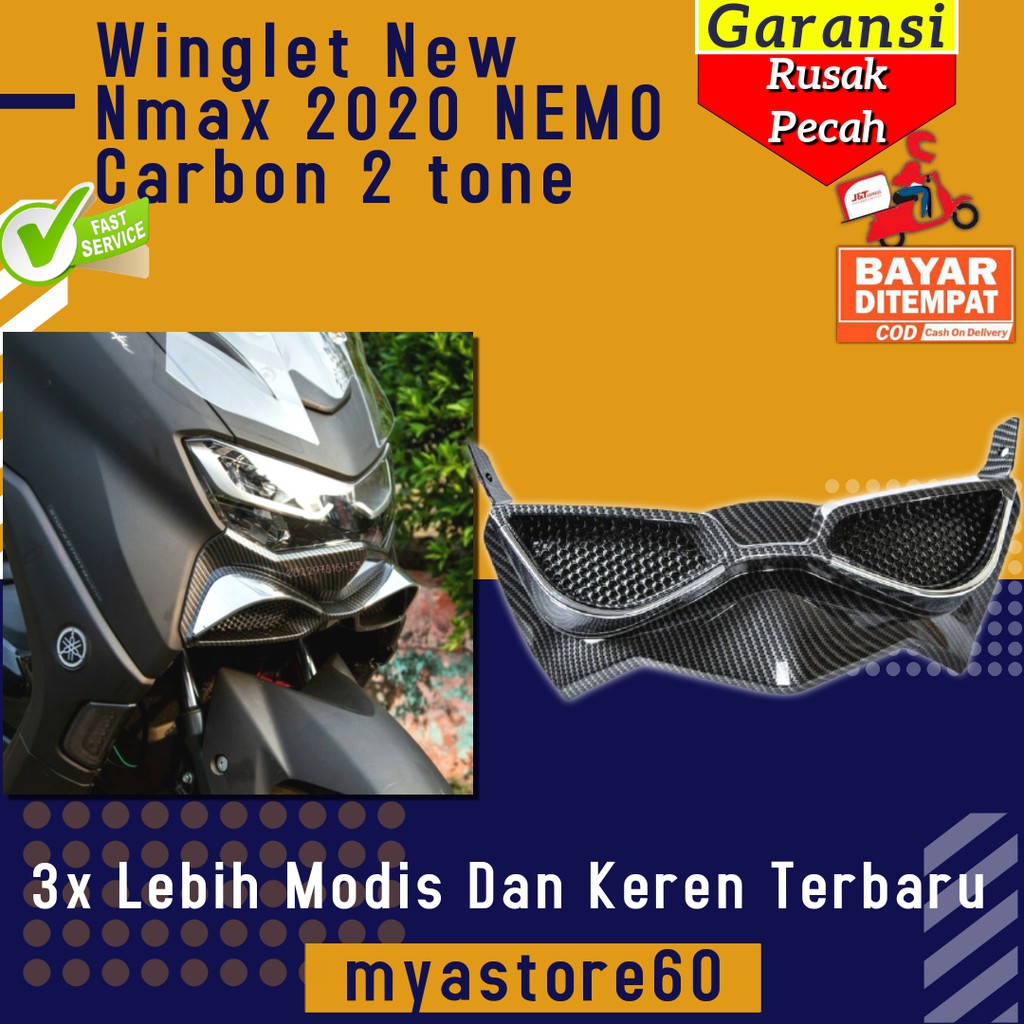 Jual Winglet Aksesoris Variasi Yamaha New Nmax 2020 NEMO Carbon 2 Tone