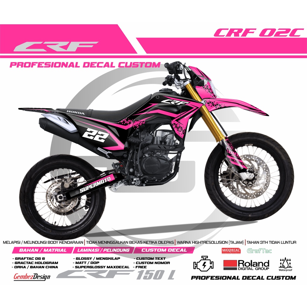 Jual STICKER DECAL CRF 150L FULLBODY CUSTOM SUPERMOTO MOTIF SIMPEL