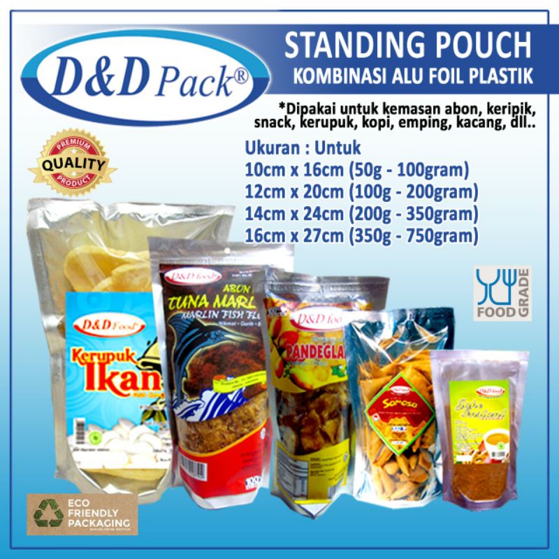 Jual Standing Pouch Kombinasi Aluminium Transparan Non Zipper