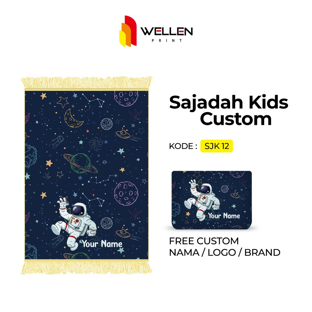 Jual WELLEN PRINT Sajadah Custom Print Nama Cetak Sajadah Dan Pouch