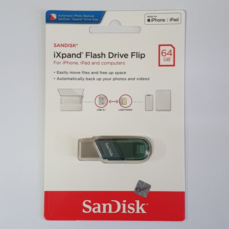 Jual SANDISK IXPAND FLASH DRIVE FLIP 64 GB FLASDISK OTG UNTUK IPHONE