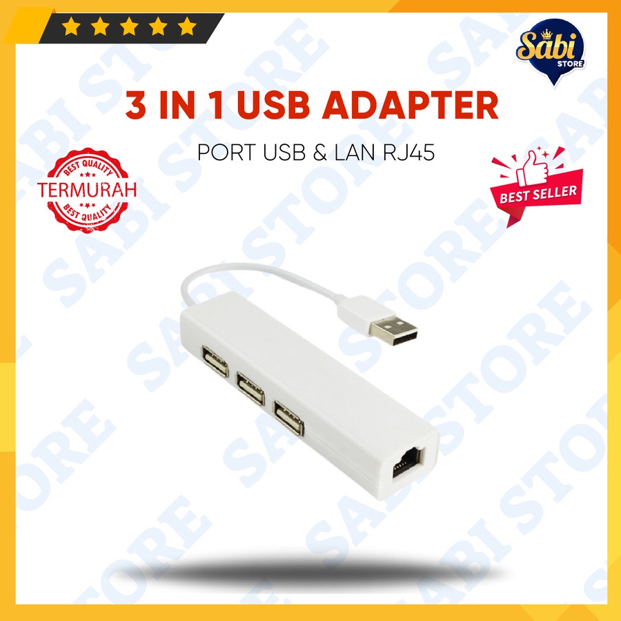 Jual Usb To Lan Ethernet External Network Card With Usb Hub Shopee