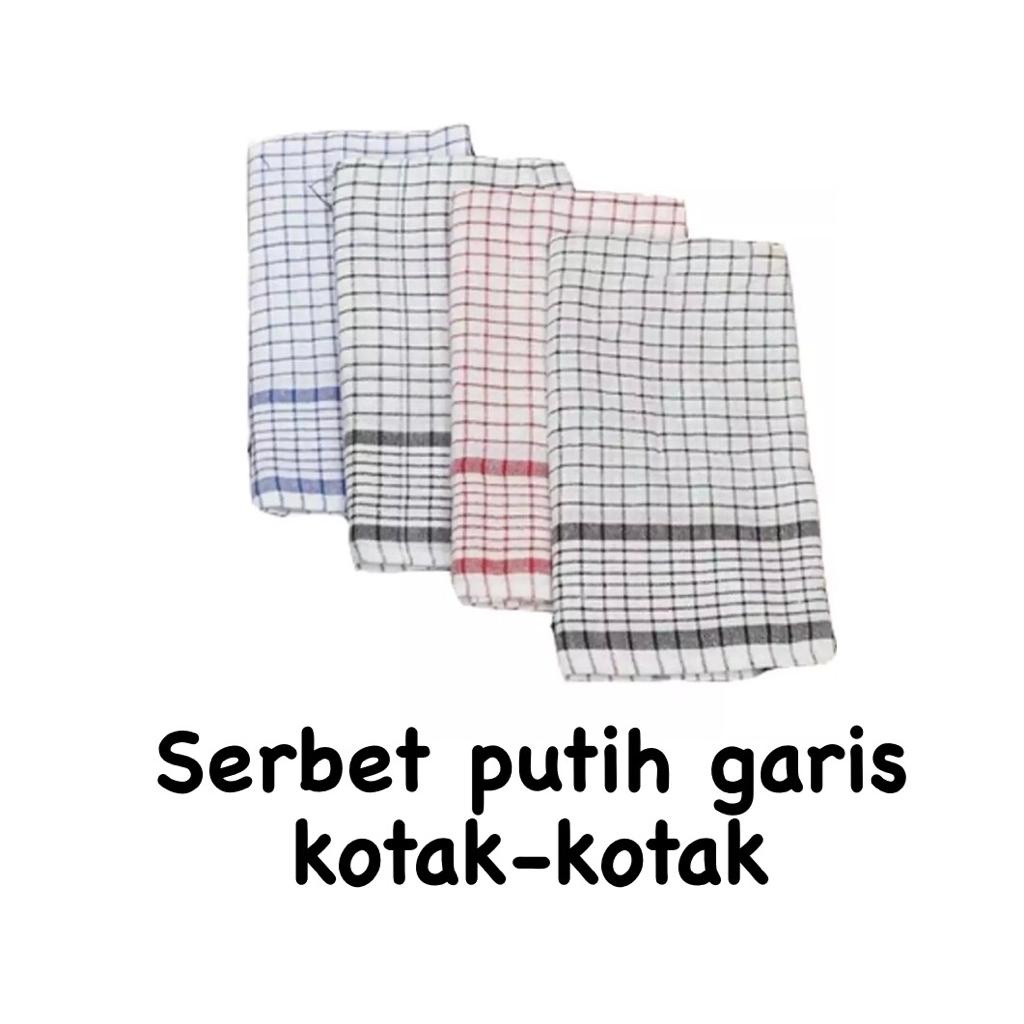 Jual Serbet Putih Garis Kotak Kotak Kain Lap 1Lusin Shopee Indonesia