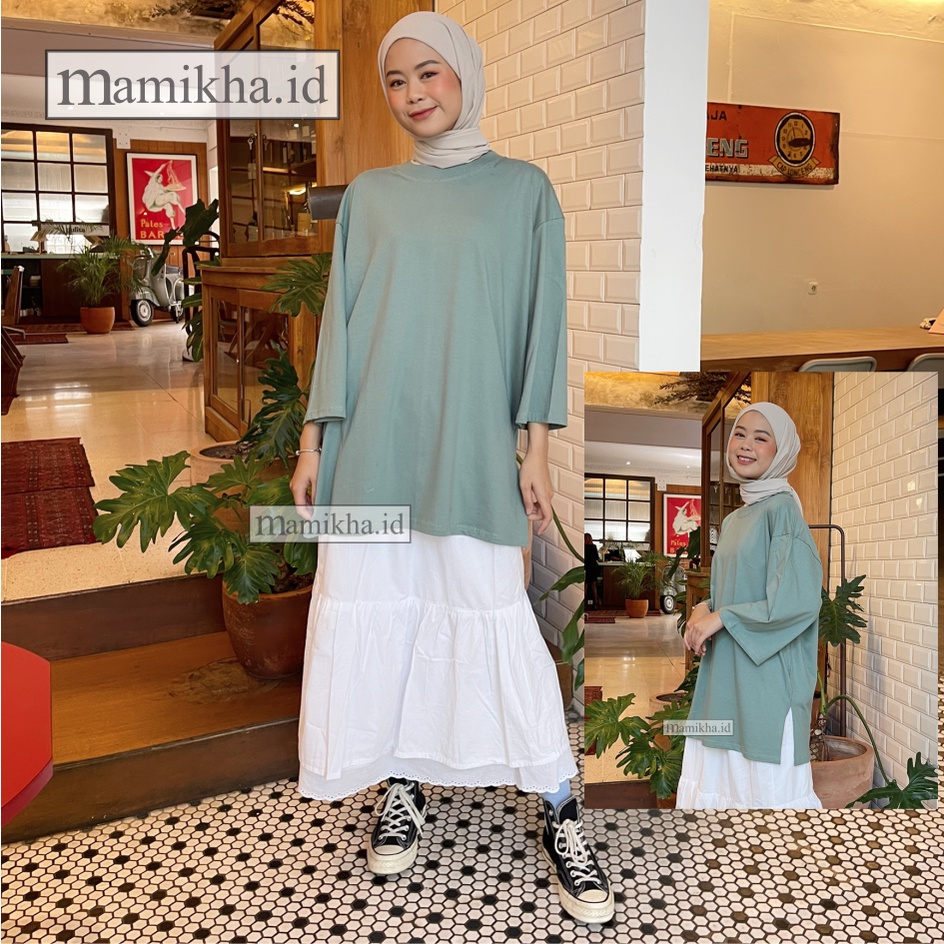 Jual Kaos Polos Oversize Hijab Belah Wanita Tangan Baju Oversized