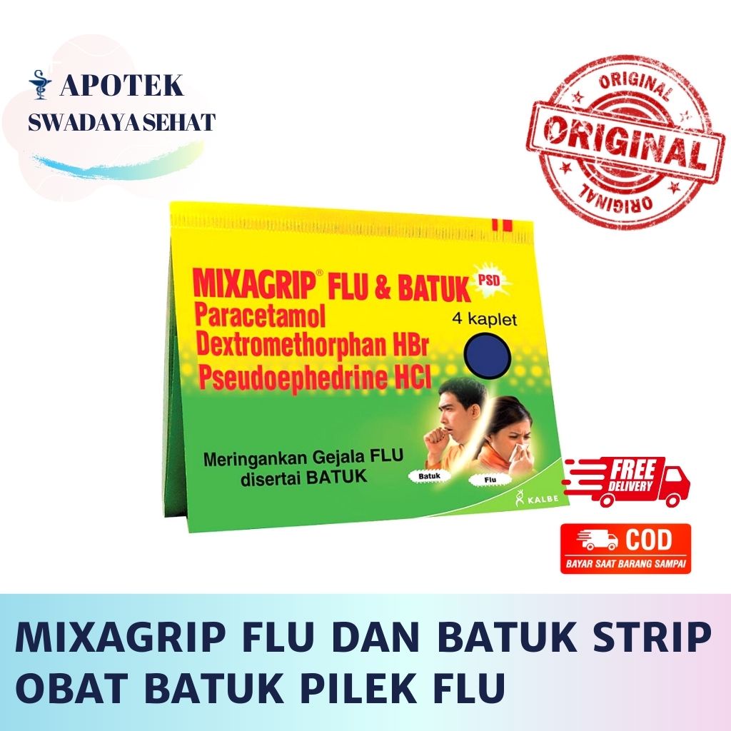 Jual MIXAGRIP FLU BATUK Strip Isi 4 Tablet Obat Batuk Sakit Kepala