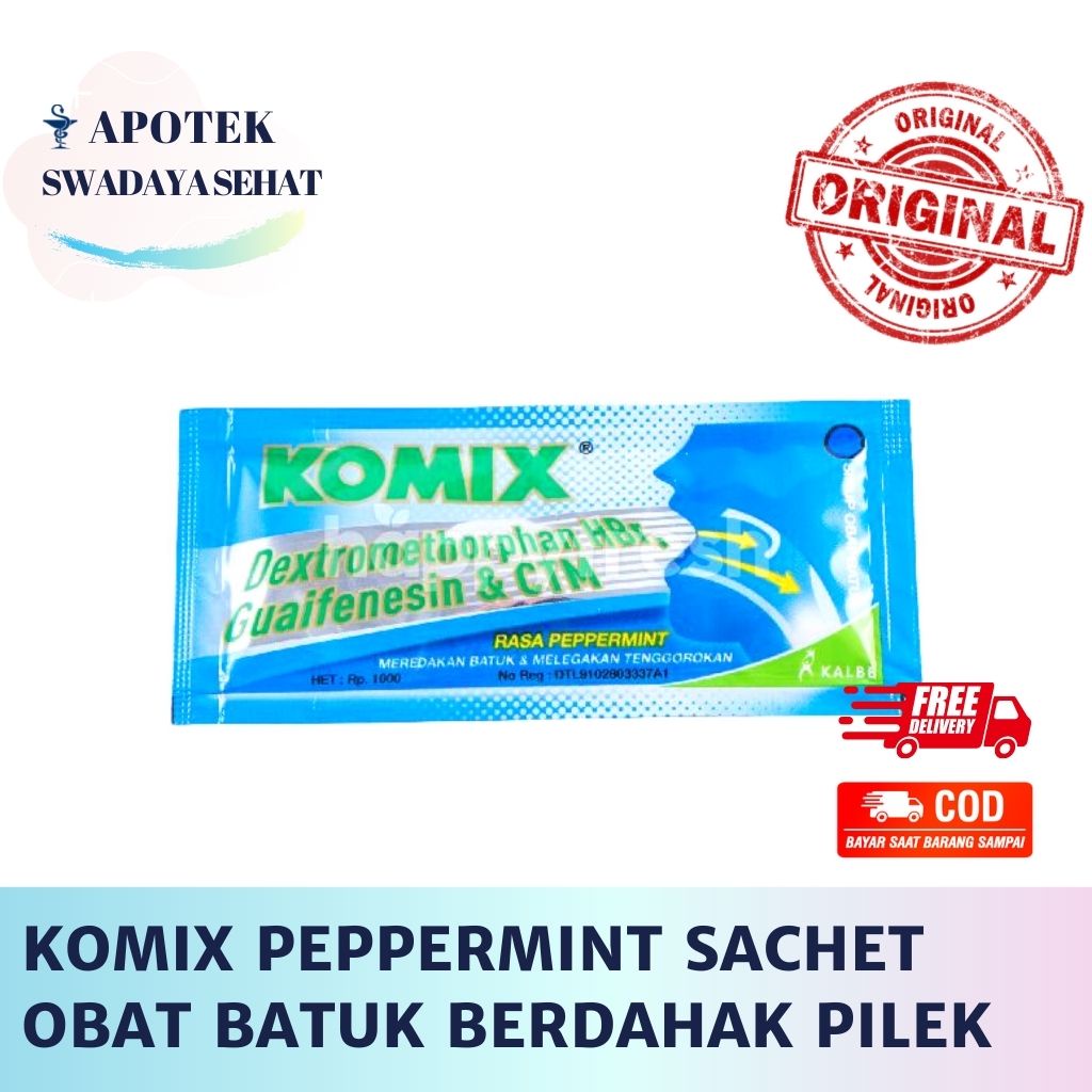 Jual KOMIX RASA PEPPERMINT SACHET Redakan Batuk Perdahak Pilek Flu