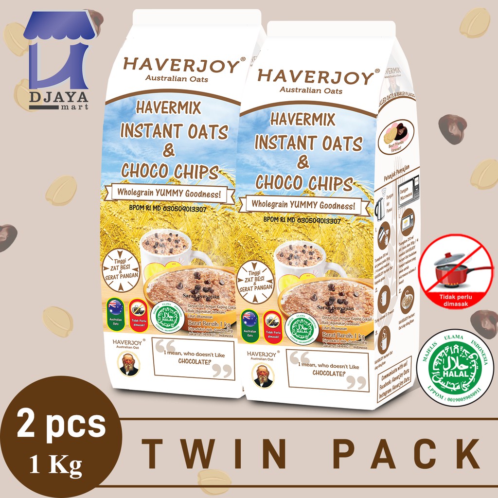 Jual Haverjoy Twin Pack Instant Oats Dan Choco Chips Kg Pcs Shopee