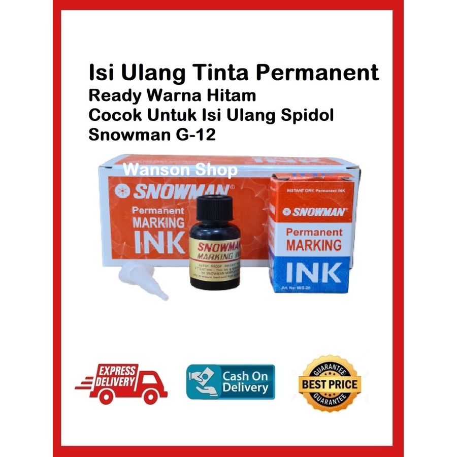 Jual ISI ULANG TINTA PERMANENT REFILL INK SPIDOL SNOWMAN PERMANEN