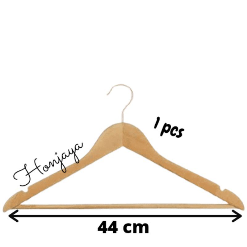 Jual Hanger Kayu Palang Dewasa Wood Warna Natural Gantungan Baju