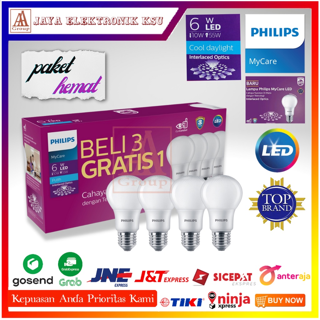 Jual Philips MultiPack MyCare LedBulb 6W 8W 10W 12W 6500K Putih