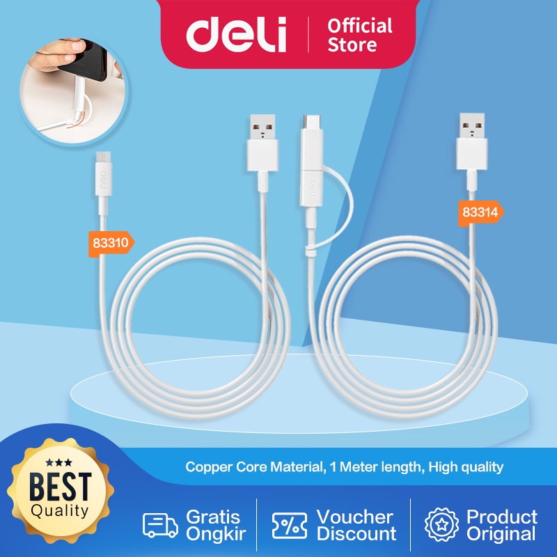 Jual Deli Usb Data Line Kabel Data Micro Type C Panjang Meter