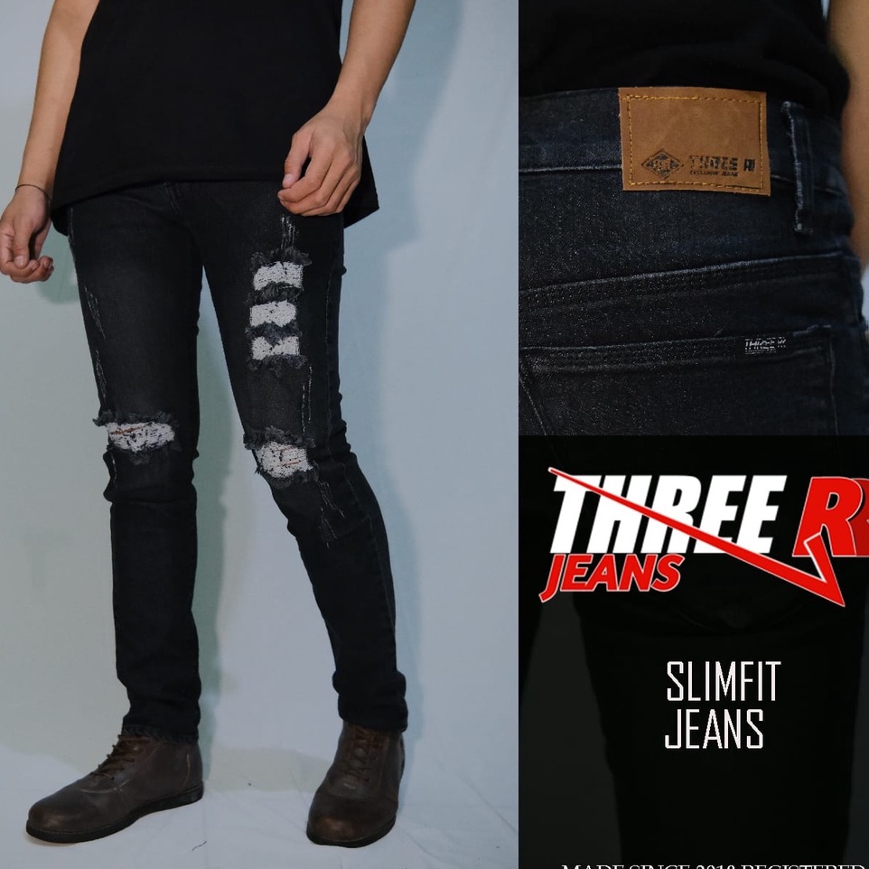 Jual Celana Jeans Sobek Pria Lutut Tembus Robek Ripped Destroy Premium