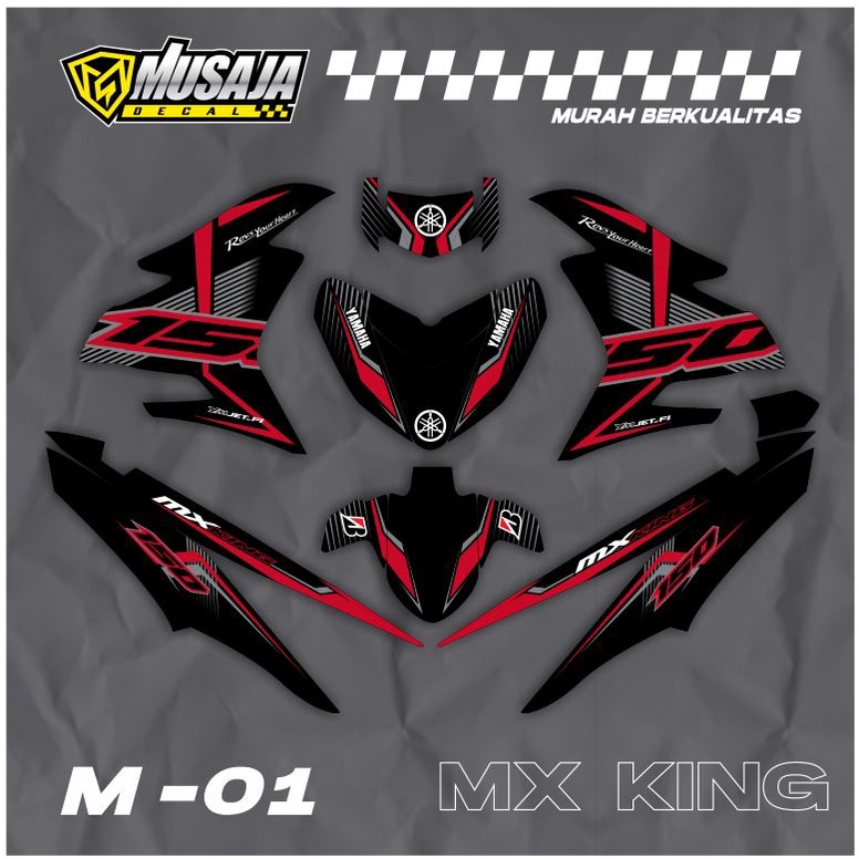 Jual Decal MX King Motif Simple Merah Hitam Biru Fullbody Dekal Mx