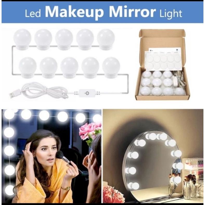 Jual Lampu Led Meja Rias Make Up 10Bohlam Lampu Kaca Rias Vanity