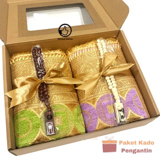 Jual Paket Kado Pengantin Sajadah Couple Turki Packing Box Dan Tasbih