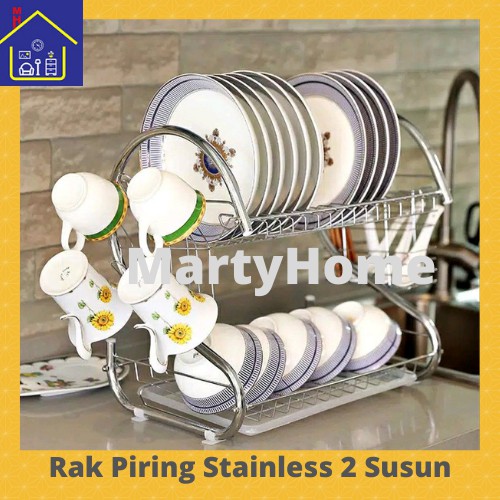 Jual Rak Piring Susun Tingkat Dish Rack Tier Stainless Steel Shopee