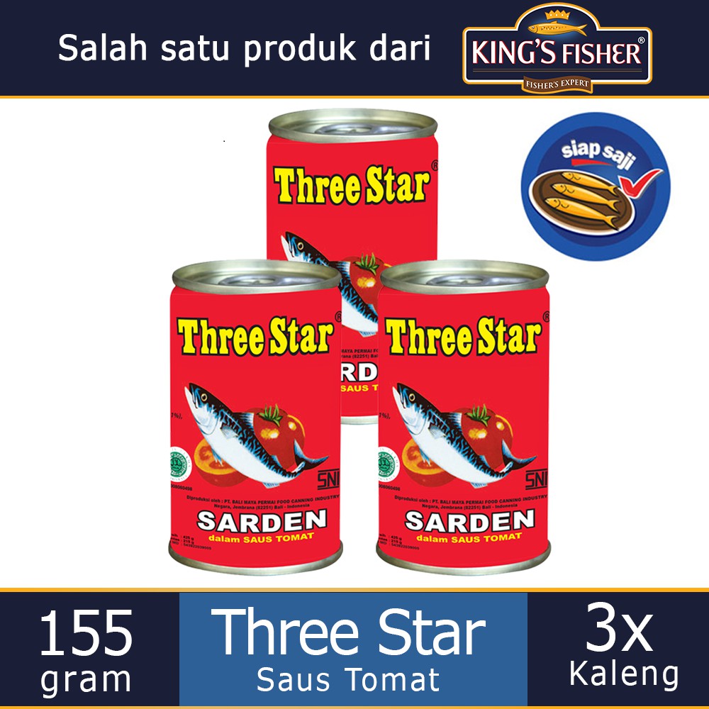 Jual Paket 3 Pcs Three Star Sarden Mini Saus Tomat Makanan Kaleng 155 G