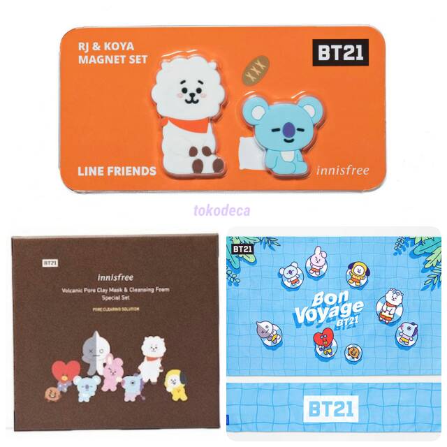 Jual Gift Innisfree X BT21 Magnet Set Beach Towel Box Special Set