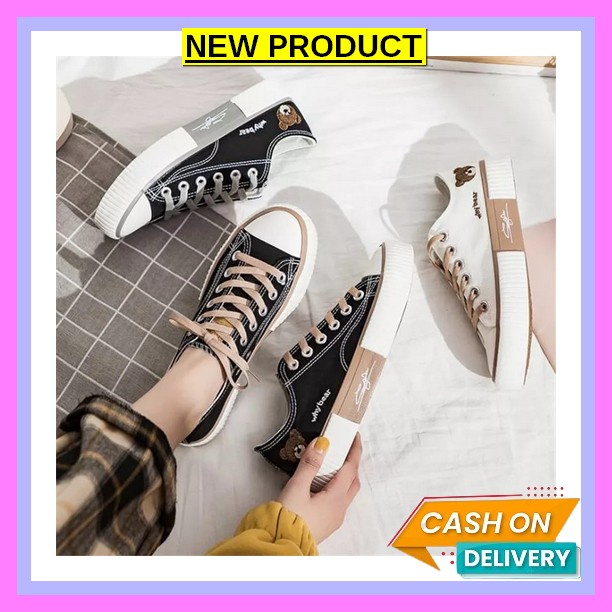 Jual Pvn Sepatu Kets Wanita Kekinian Korea Style Tali Putih Sneakers