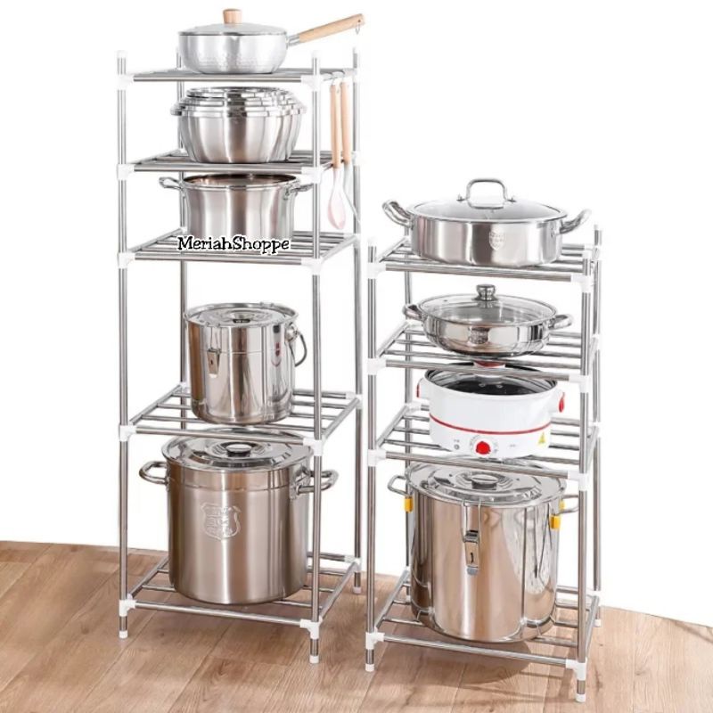 Jual Rak Panci 4 5 Tingkat Rack Tier Toilet Dapur Stainless Rack Susun