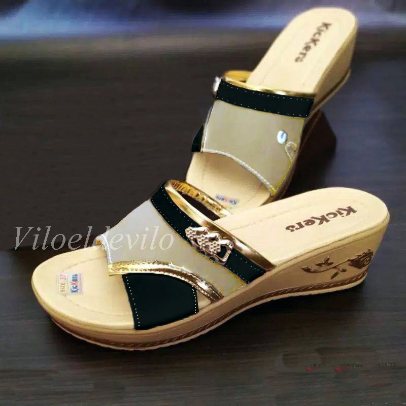 Jual Sandal Wedges Wanita Pesta Kondangan Terbaru Wedges Kombinasi