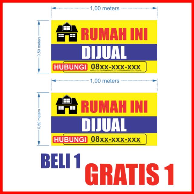 Jual Spanduk Banner Rumah Dijual Di Kontrakan Beli 1 Gratis 1 Shopee